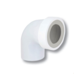 ΓΩΝΙΑ ΛΕΥΚΗ ΠΛΑΣΤΙΚΗ PVC ΑΡΣ  Φ100 x Dm75/110 ΜΕ ΛΑΣΤΙΧΟ, L125mm  ΓΙΑ ΤΟΠΘΕΤΗΣΗ ΠΙΣΩ ΑΠΟ ΛΕΚΑΝΕΣ